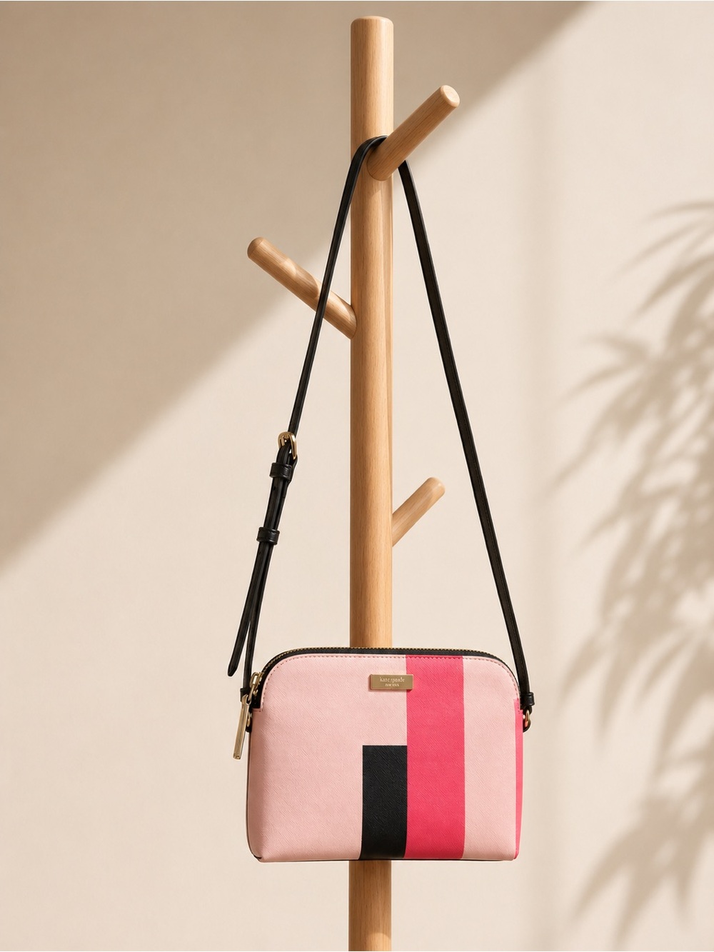 kate spade Pink, Hot Pink & Black Stripe Crossbody Bag